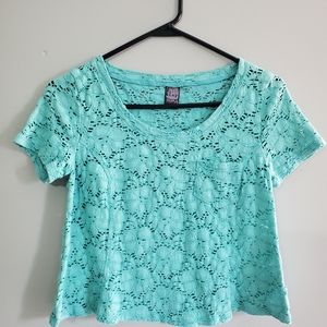 Free People Aqua Green Crop Top Y2K Size Medium